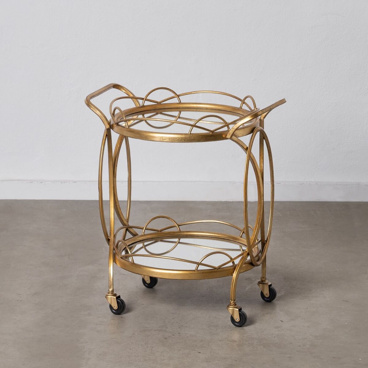 Köksvagn 59 x 46 x 67 cm Glas Gyllene Metall