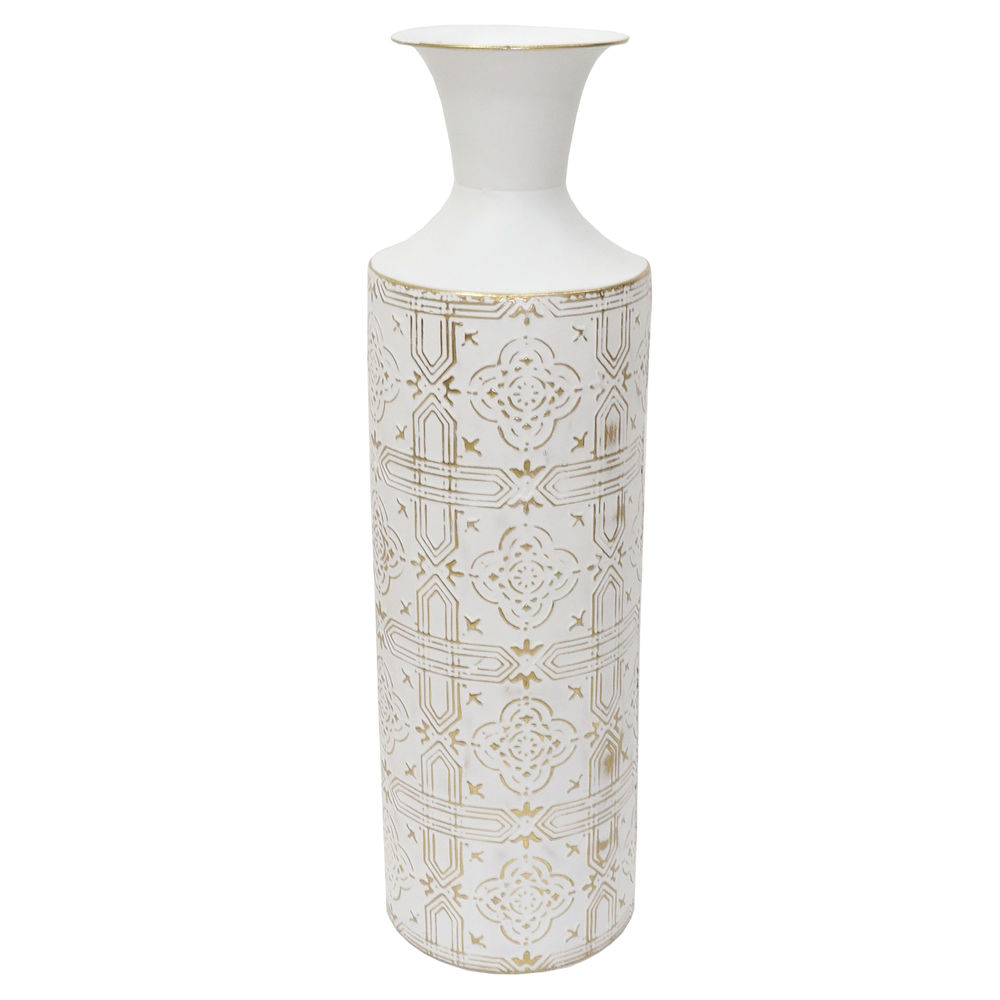 Vas DKD Home Decor Mosaik Metall Vit Arab (19 x 19 x 64 cm)