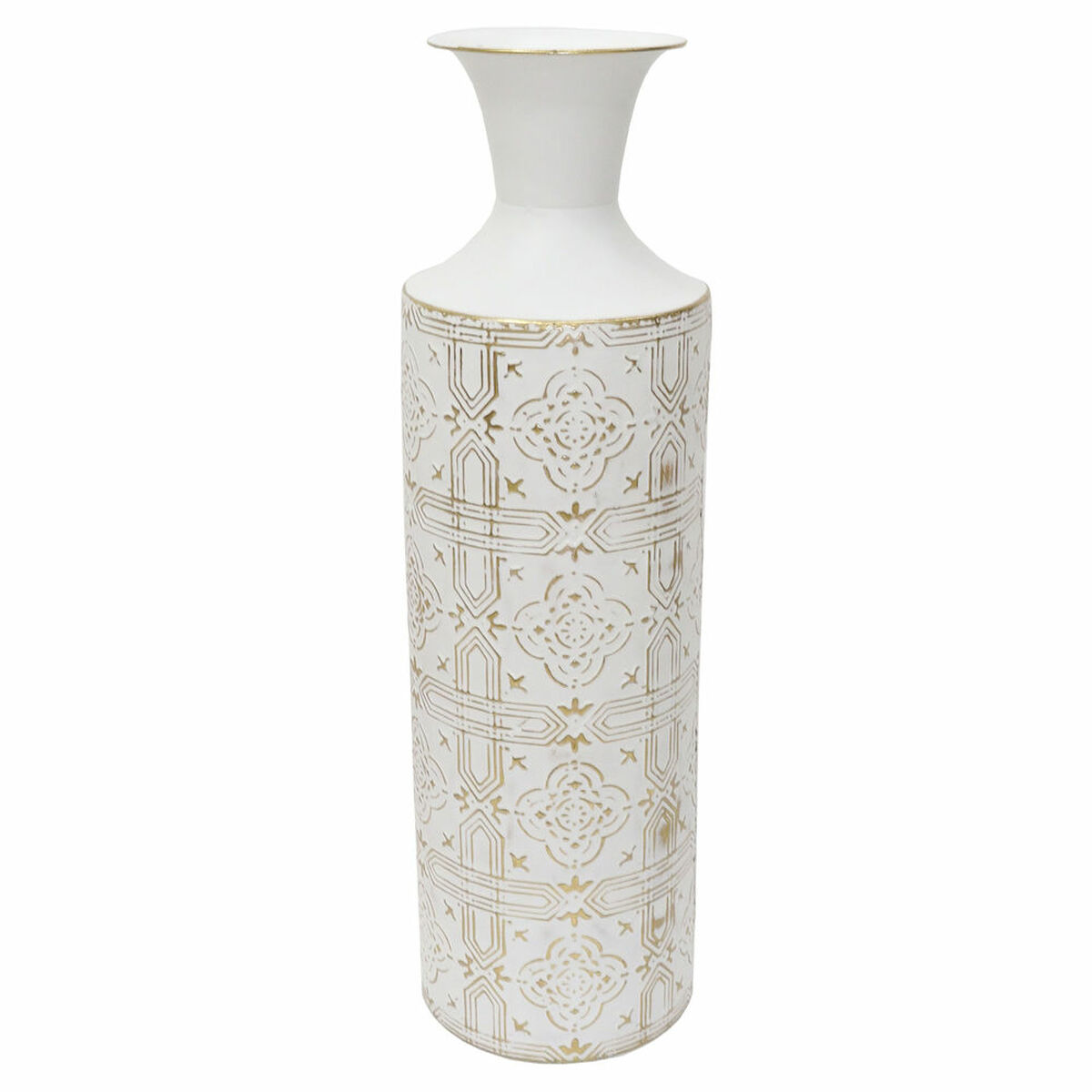 Vas DKD Home Decor Mosaik Metall Vit Arab (19 x 19 x 64 cm) - 2