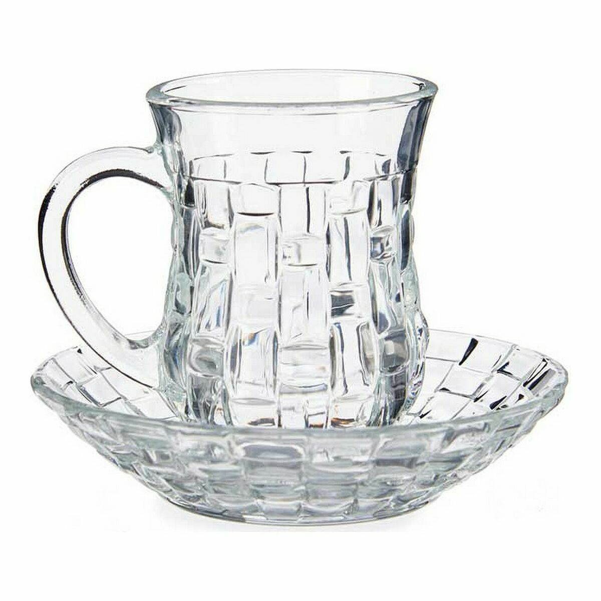 Set med koppar och fat 125 ml Transparent Glas (12 x 9 x 12 cm) (4 antal) - 3