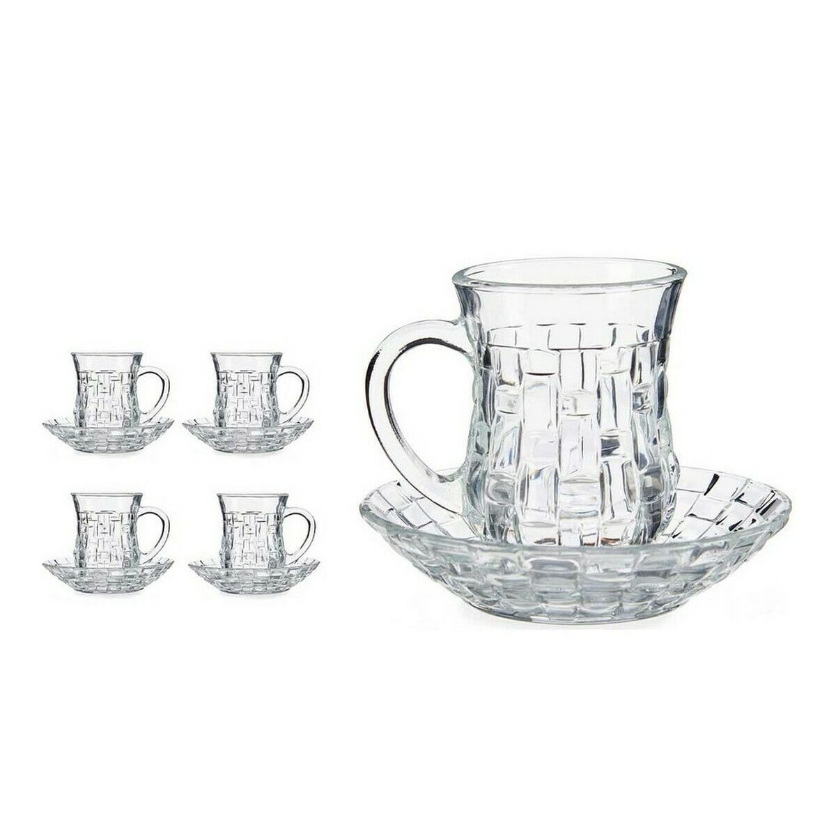 Set med koppar och fat 125 ml Transparent Glas (12 x 9 x 12 cm) (4 antal) - 2