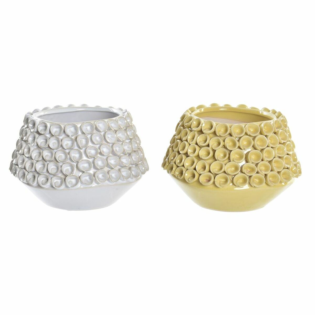 Vas DKD Home Decor Vit Stengods Modern Senap 20 x 20 x 13 cm (2 antal) - 3