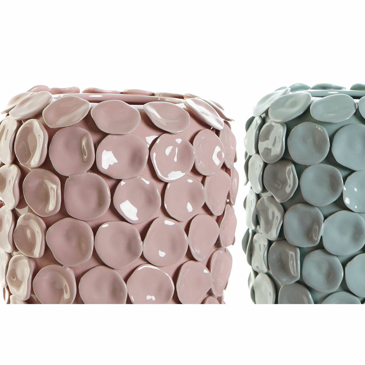 Vas DKD Home Decor 20 x 20 x 30,5 cm Rosa Turkos Stengods Modern Med relief (2 antal) - 4