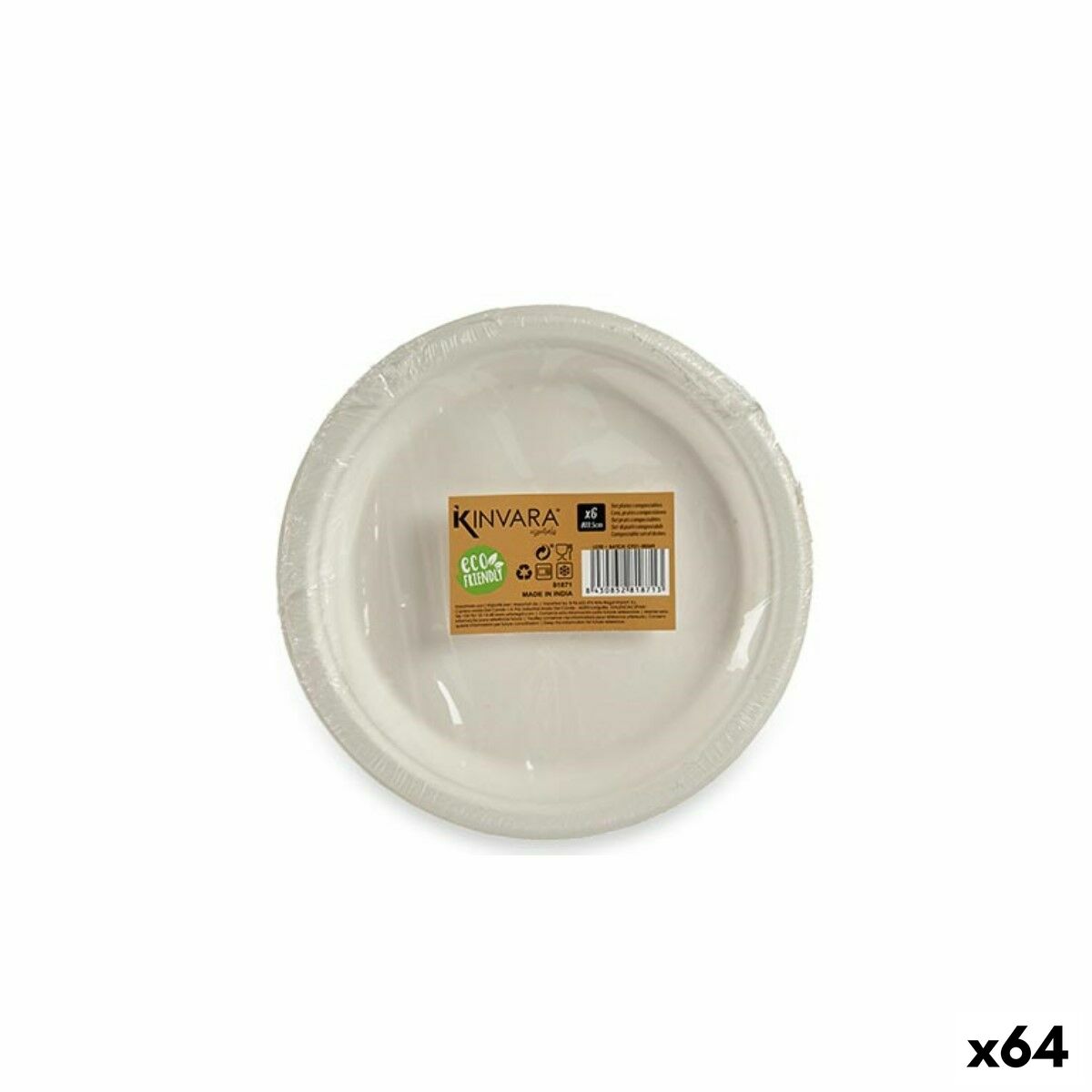 Tallriksset Komposterbar Vit 64 antal