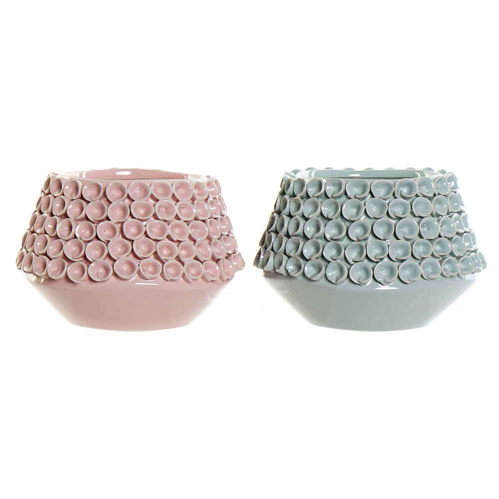 Vas DKD Home Decor Blomster Rosa Turkos Stengods 20 x 20 x 13 cm Medelhavs (2 antal)