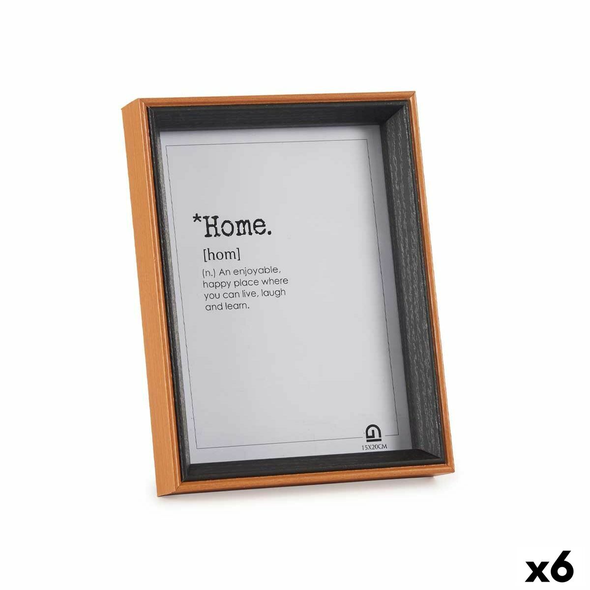 Fotoram Glas Svart Brun Trä MDF (17 x 22 x 3 cm) (6 antal)