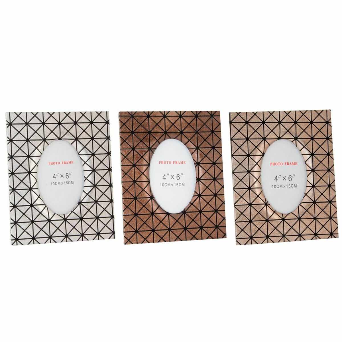 Fotoram DKD Home Decor Geometrisk Trä Skandinavisk (3 Delar) - 3