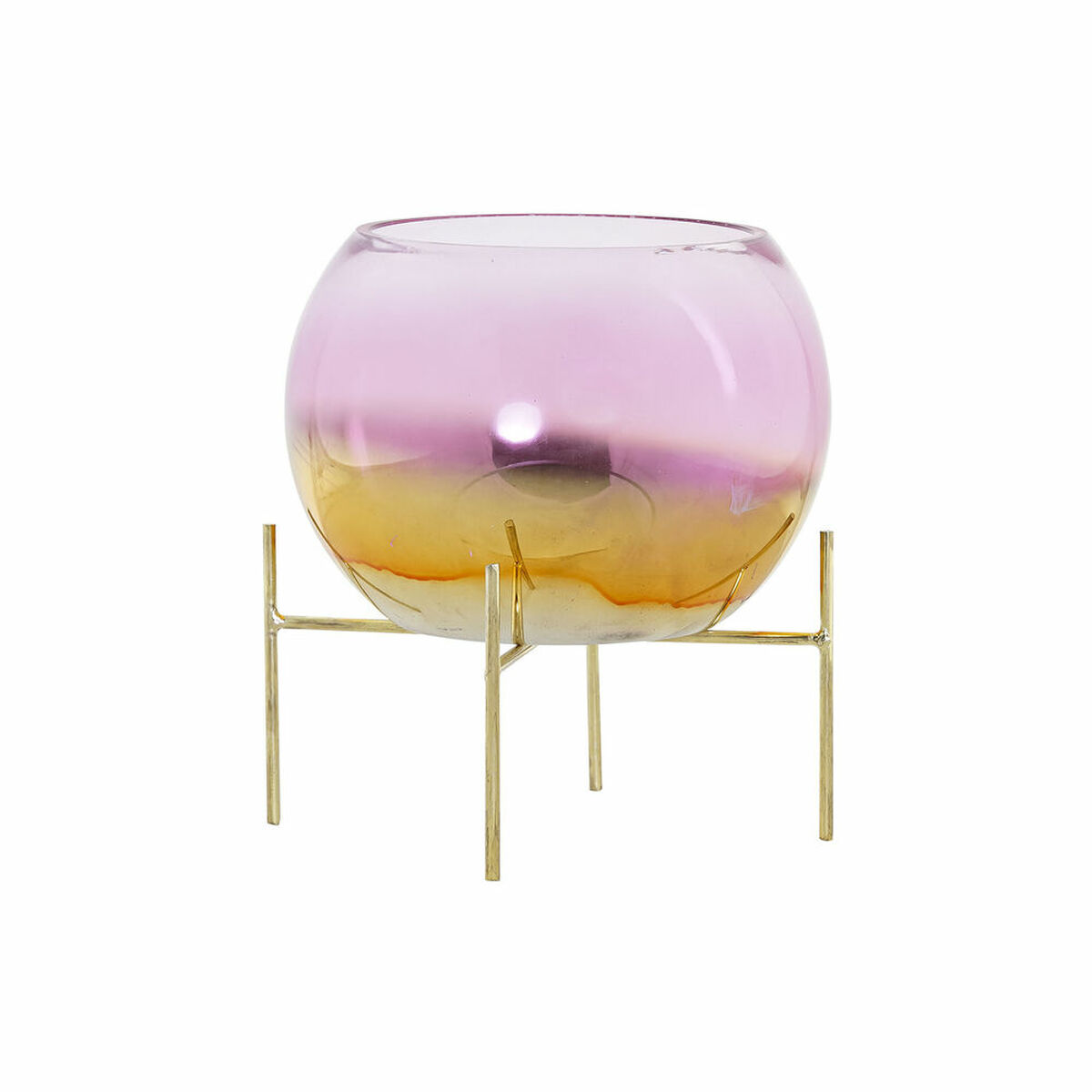Ljusstakar DKD Home Decor 8424001830619 Rosa Gyllene Metall Glas 19 x 19 x 20,5 cm - 4