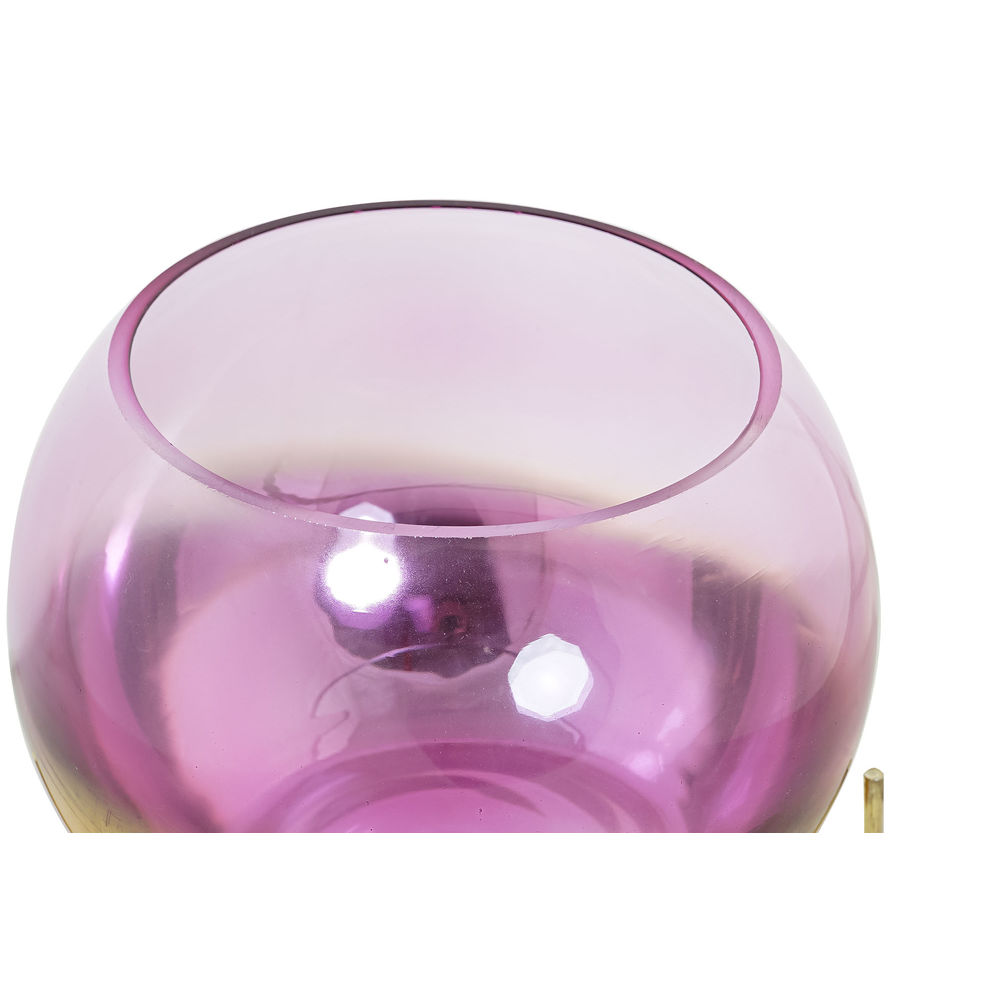 Ljusstakar DKD Home Decor 8424001830619 Rosa Gyllene Metall Glas 19 x 19 x 20,5 cm - 3