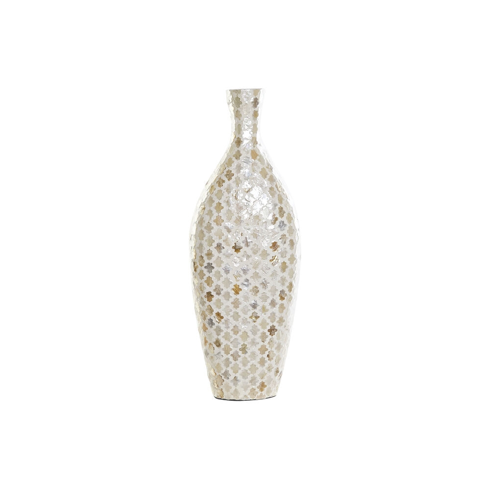 Vas DKD Home Decor Brun Kräm Bambu Pärlemor Arab (24 x 16 x 59 cm)