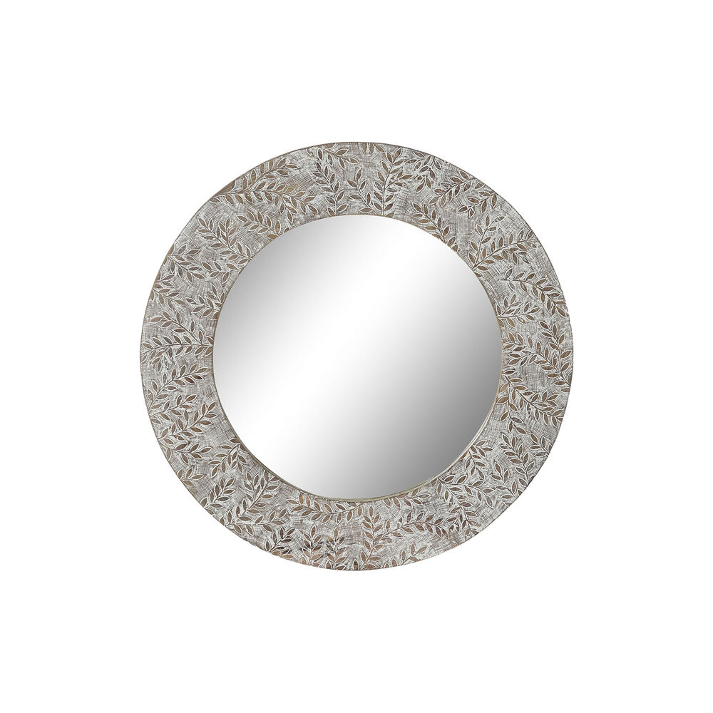 Väggspegel DKD Home Decor Glas Vit Mandala Mangoträ Trä MDF Avskalad (76 x 4 x 76 cm)