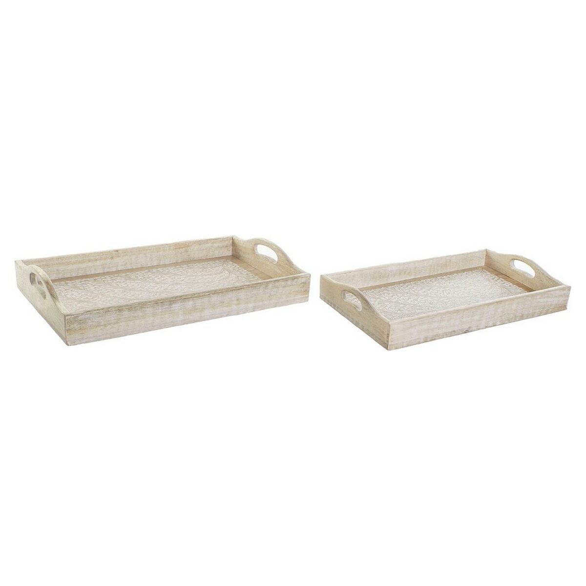 Uppsättning med Brickor DKD Home Decor Gren Mangoträ (2 antal) - 7