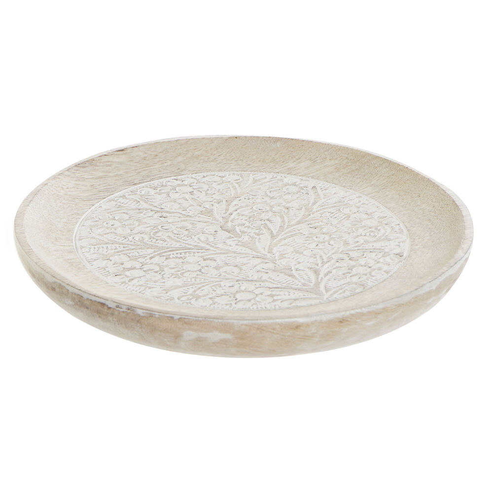 Betjäningsbricka DKD Home Decor Vit Brun Mangoträ 20,5 x 20,5 x 2,5 cm
