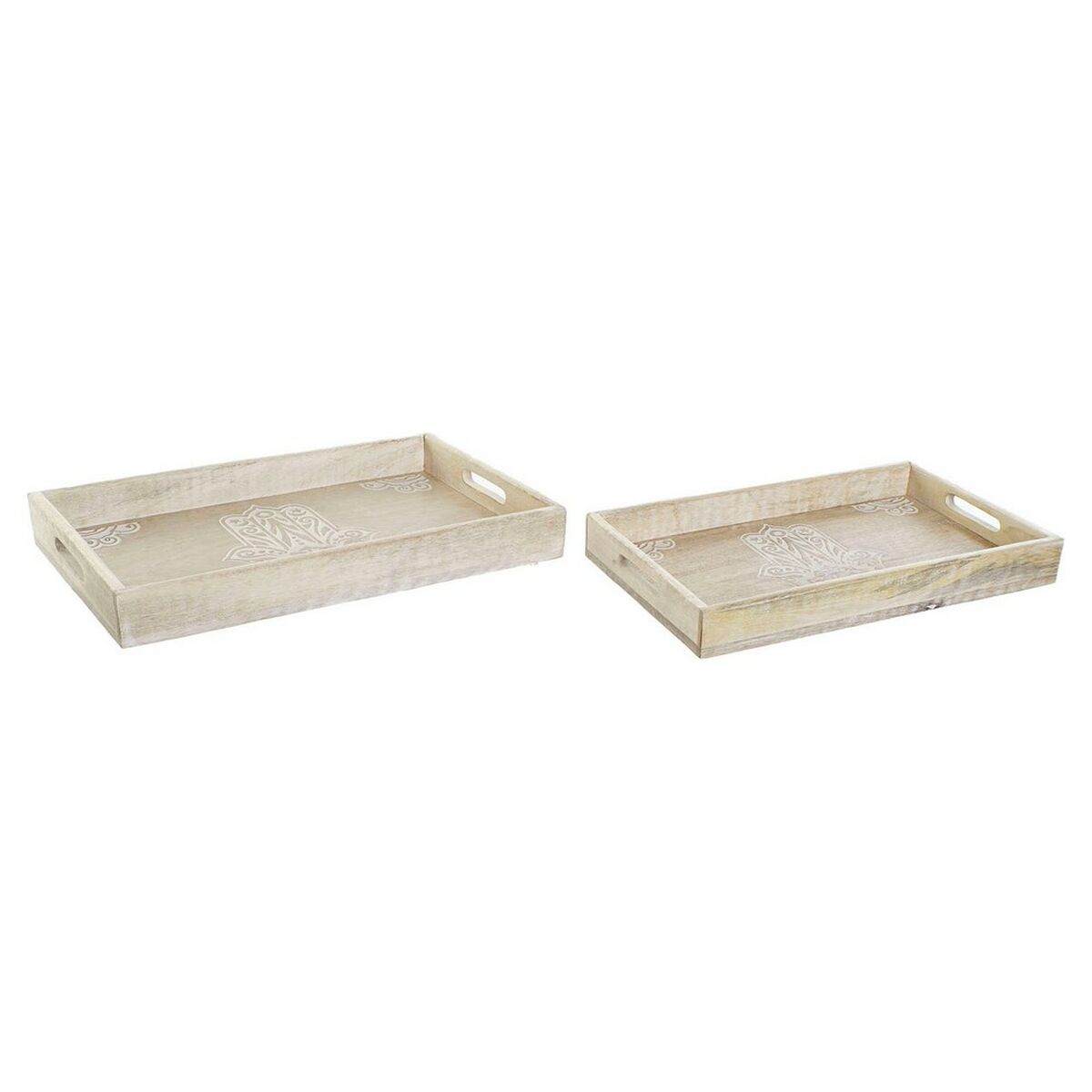 Uppsättning med Brickor DKD Home Decor S3021597 43,5 x 27 x 5,5 cm Brun Mangoträ (2 antal) - 4