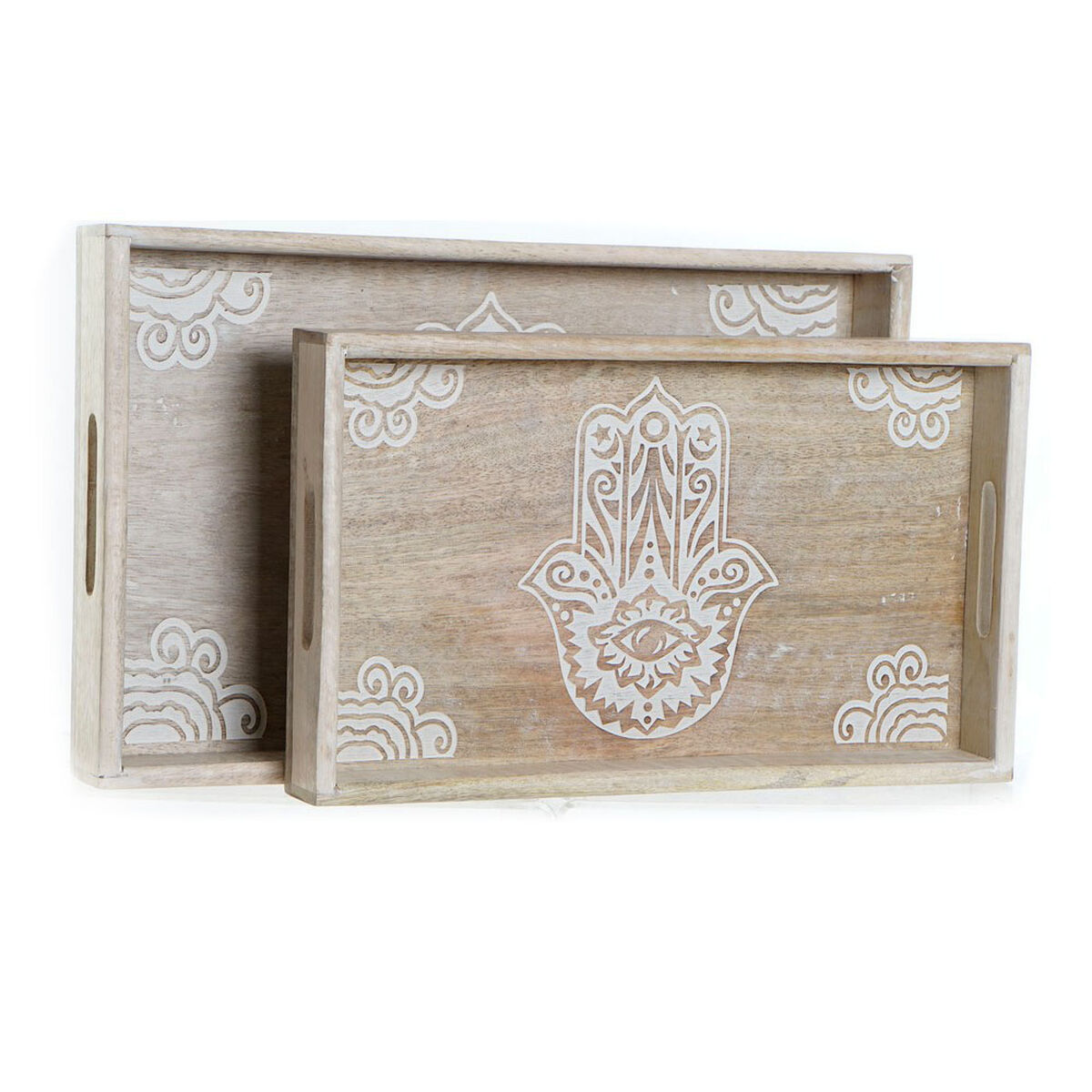 Uppsättning med Brickor DKD Home Decor S3021597 43,5 x 27 x 5,5 cm Brun Mangoträ (2 antal)