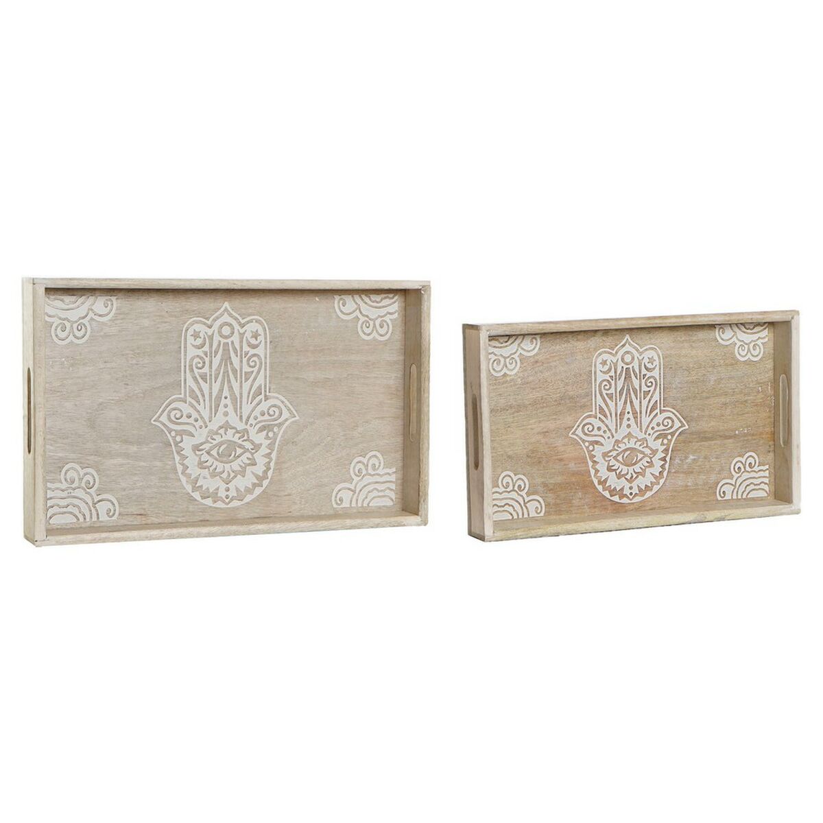 Uppsättning med Brickor DKD Home Decor S3021597 43,5 x 27 x 5,5 cm Brun Mangoträ (2 antal) - 2