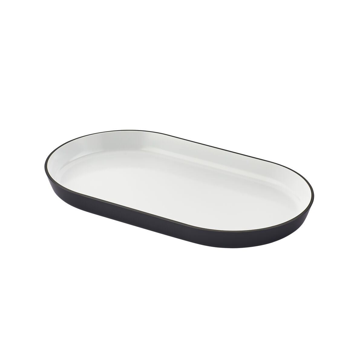 Bricka Vit/Svart Melamin Oval (28 x 16 x 2,5 cm)