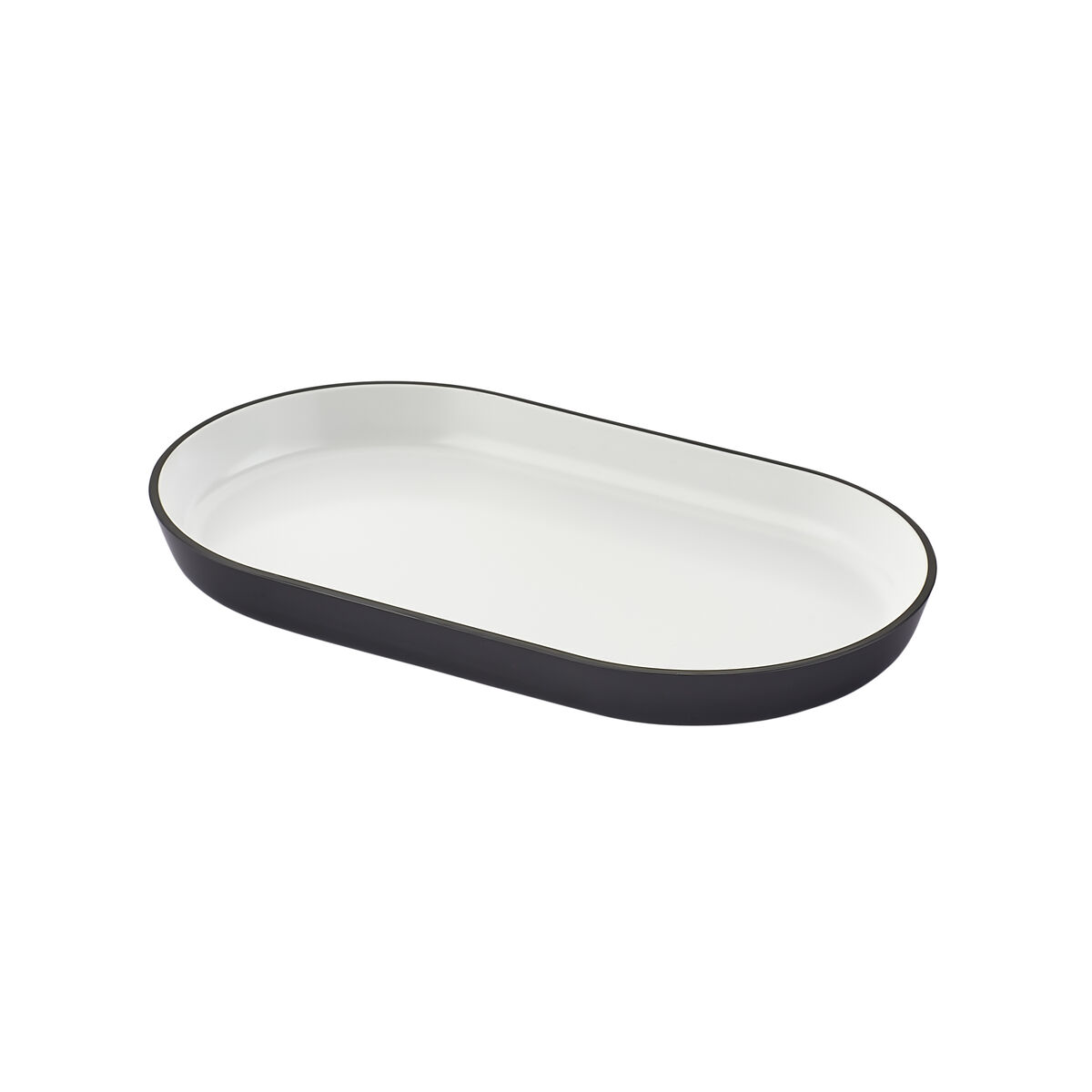 Bricka Vit/Svart Melamin Oval (24 x 14 x 2,5 cm)