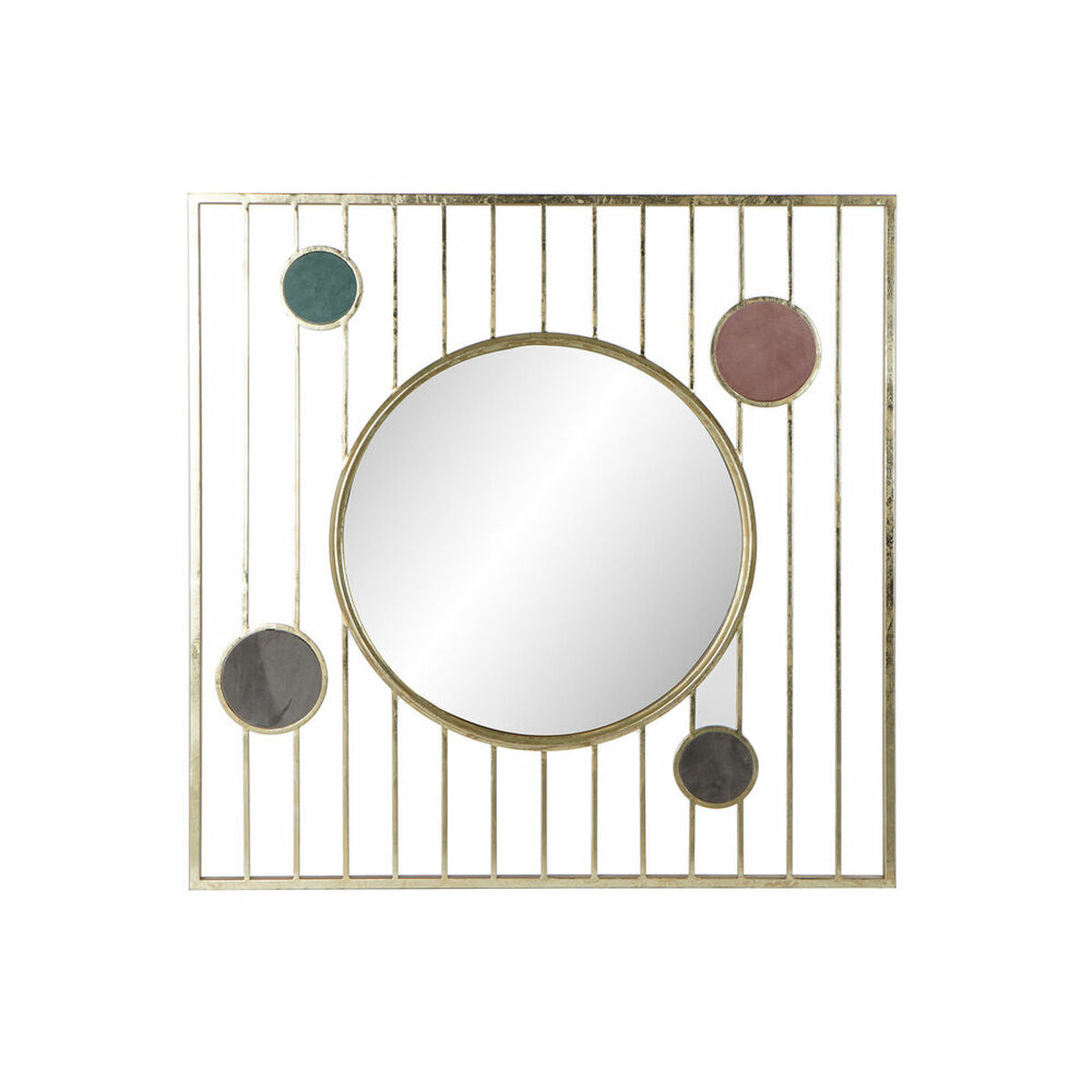 Väggspegel DKD Home Decor Glas Rosa Gyllene Metall Cirklar (100 x 3 x 100 cm) - 5