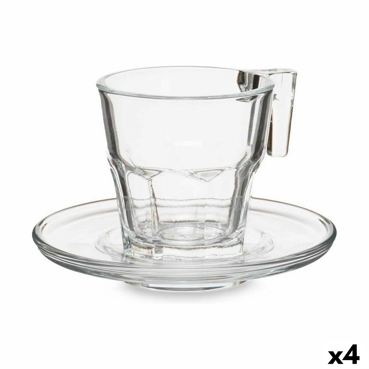 Set med 6 koppar och fat Casablanca Transparent Glas 4 antal (70 ml)