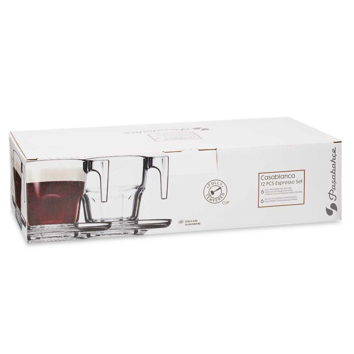 Set med 6 koppar och fat Casablanca Transparent Glas 4 antal (70 ml) - 3