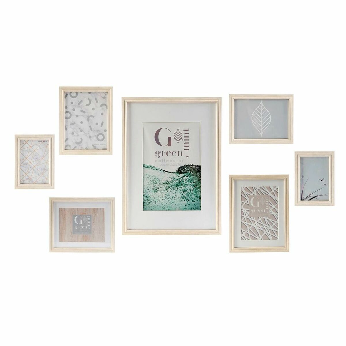 Fotoram för upphängning DKD Home Decor 32,5 x 1,5 x 45 cm Glas Naturell Grön Trä MDF Skandinavisk - 3