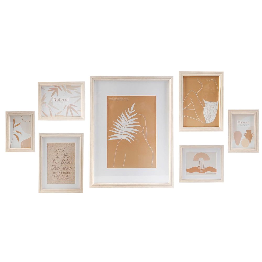 Fotoram för upphängning DKD Home Decor 32,5 x 1,5 x 45 cm Glas Naturell Brun Modern Trä MDF
