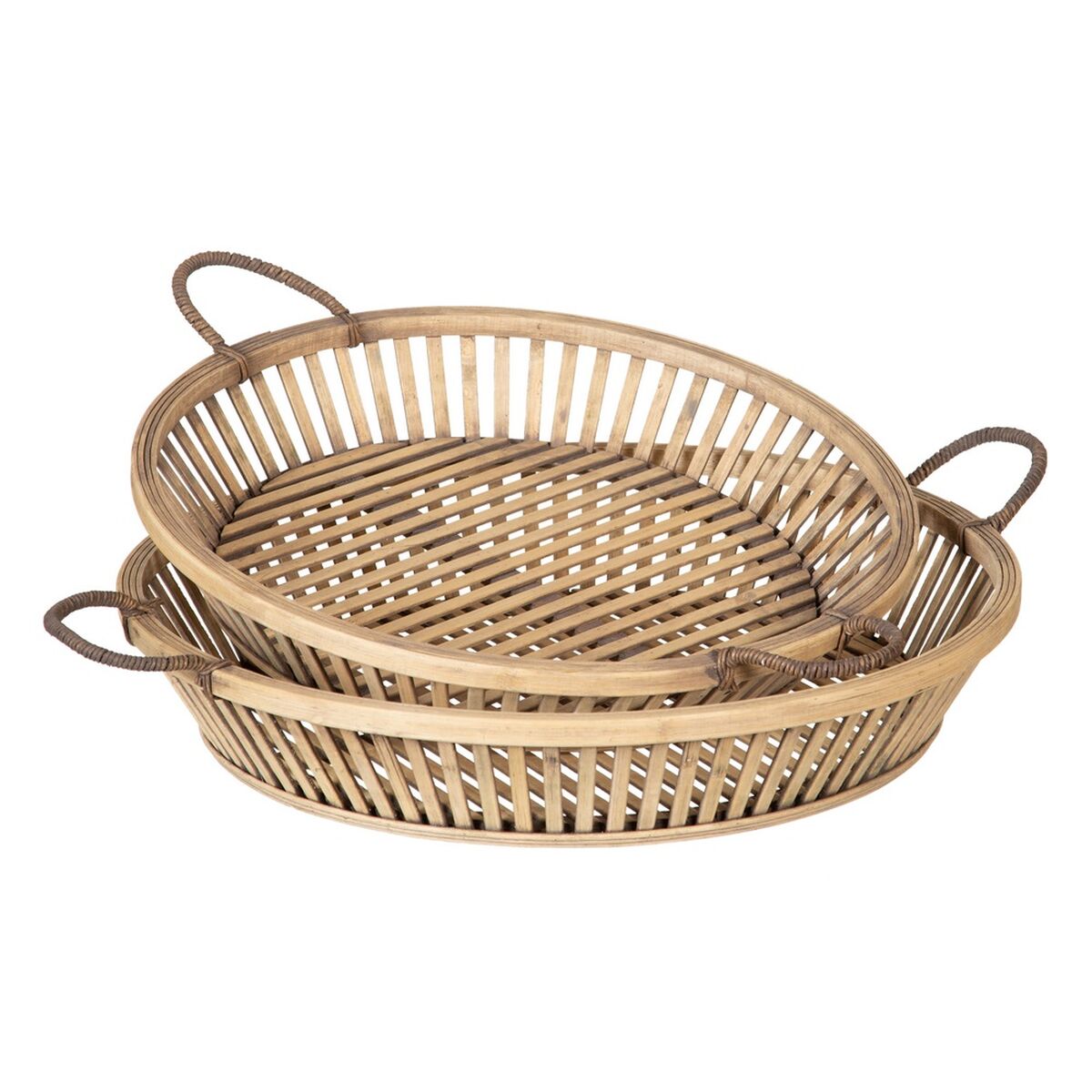 Snacksbricka 50 x 50 x 9,5 cm Naturell Rattan (2 antal)
