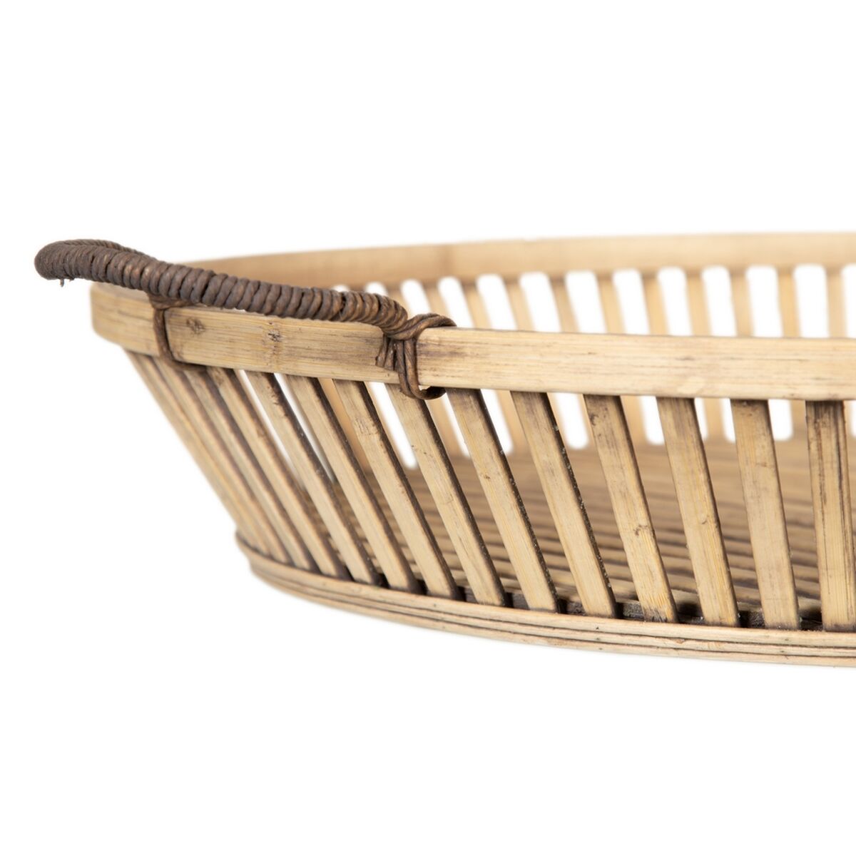 Snacksbricka 50 x 50 x 9,5 cm Naturell Rattan (2 antal) - 3