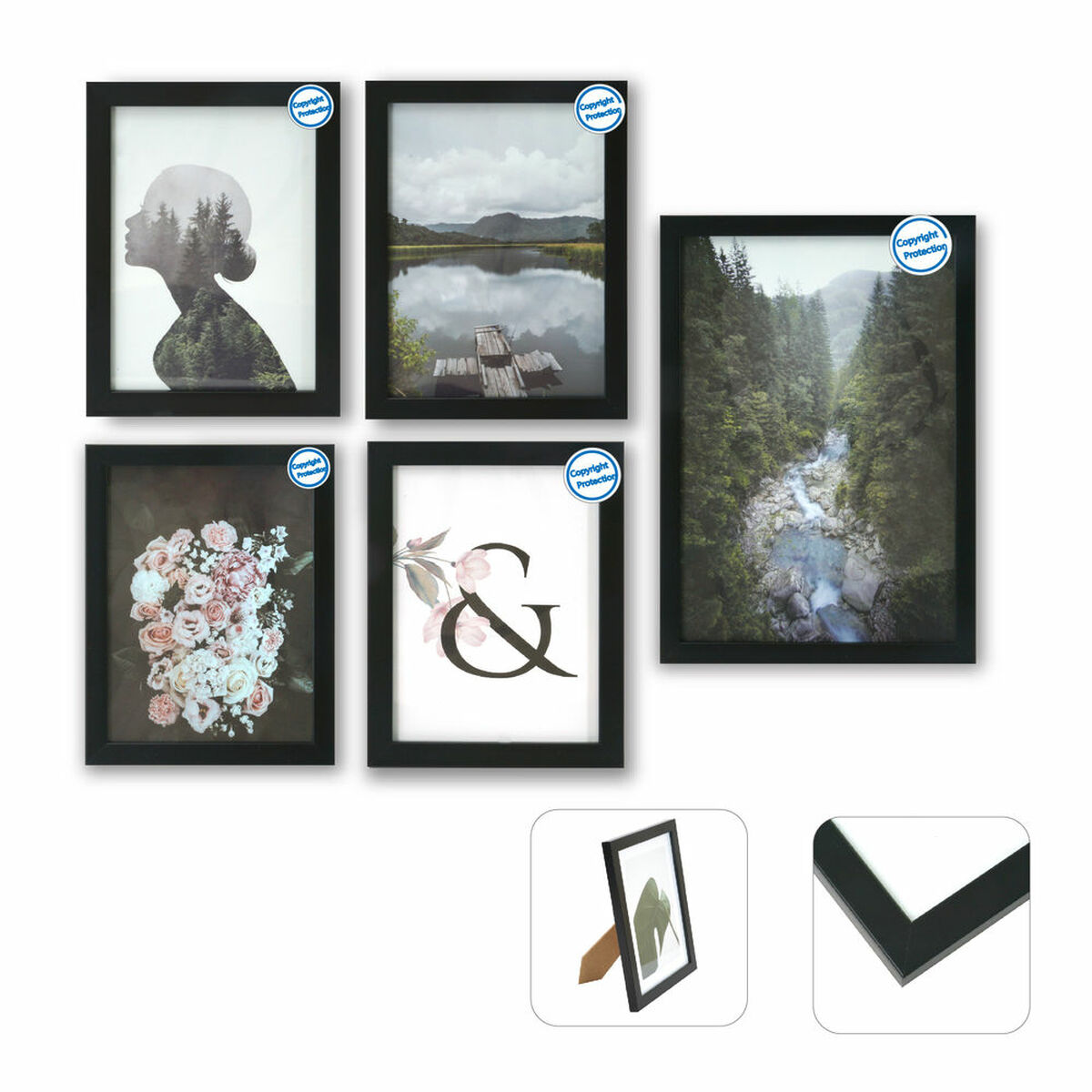 Fotoram DKD Home Decor Multipel kortläsare 23 x 2 x 28 cm Svart Modern Trä MDF - 2