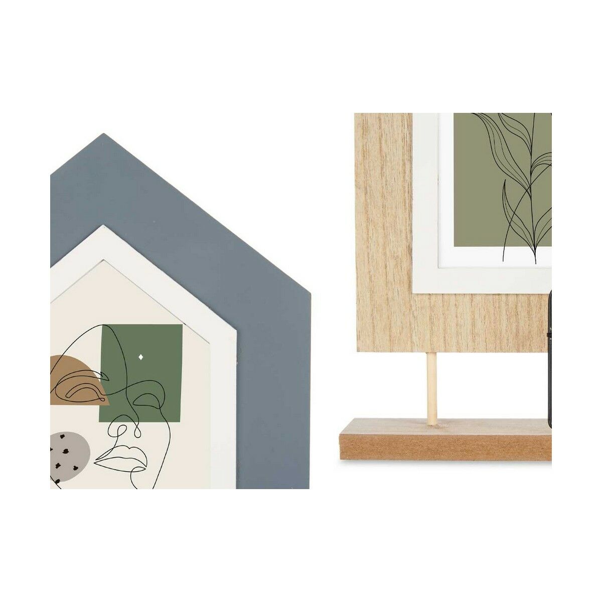 Fotoram 2 fotos Hus Svart Brun Trä MDF (36 x 26 x 6 cm) (6 antal) - 2