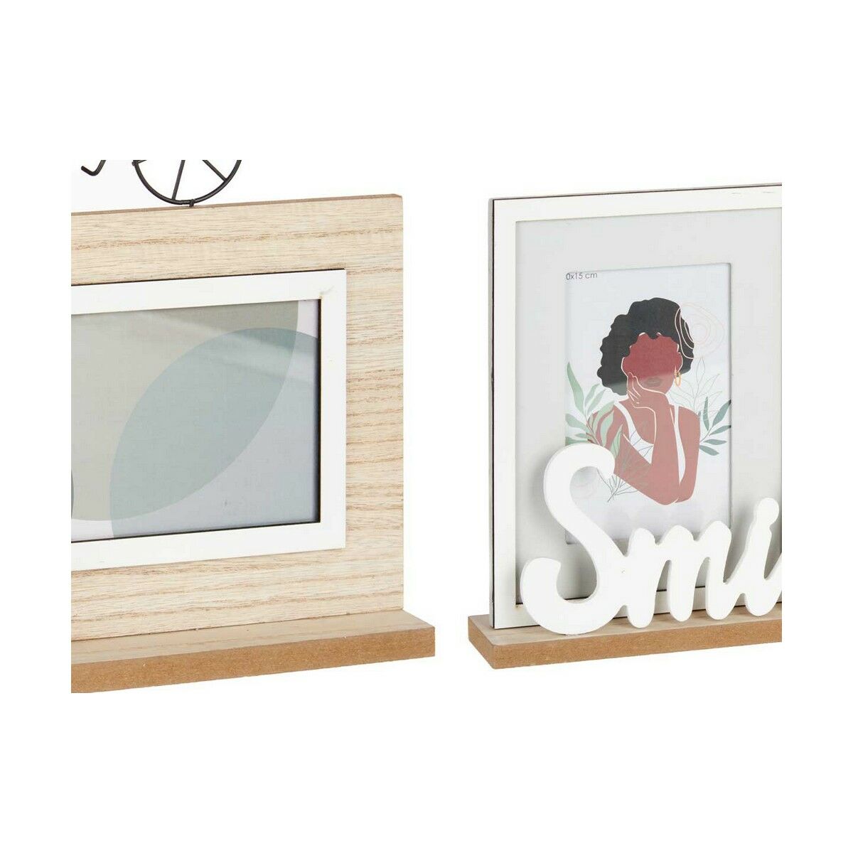 Fotoram Smile 2 fotos Svart Brun Trä MDF (6 antal) (40 x 27 x 6 cm) - 2