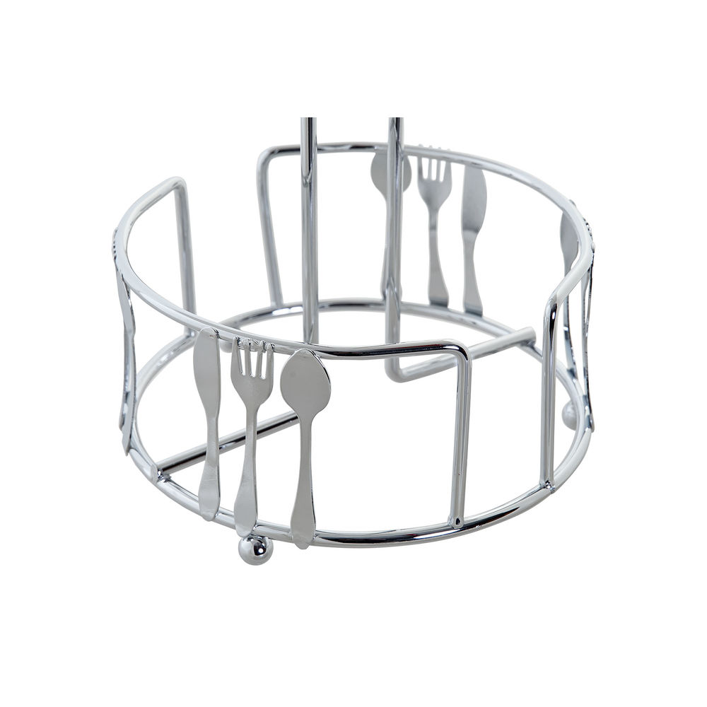 Köksrullehållare DKD Home Decor Silvrig Metall Plast 14 x 14 x 29 cm