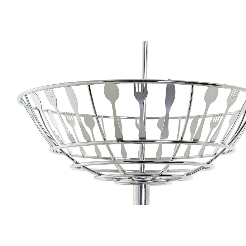 Fruktskål DKD Home Decor Silvrig Metall Plast 28 x 28 x 40 cm - 2