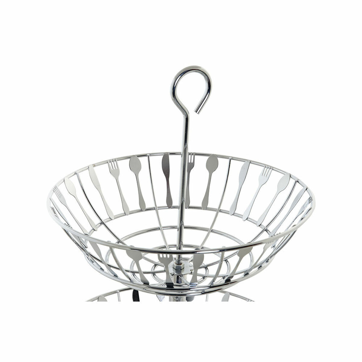 Fruktskål DKD Home Decor Silvrig Metall Plast 28 x 28 x 40 cm - 6