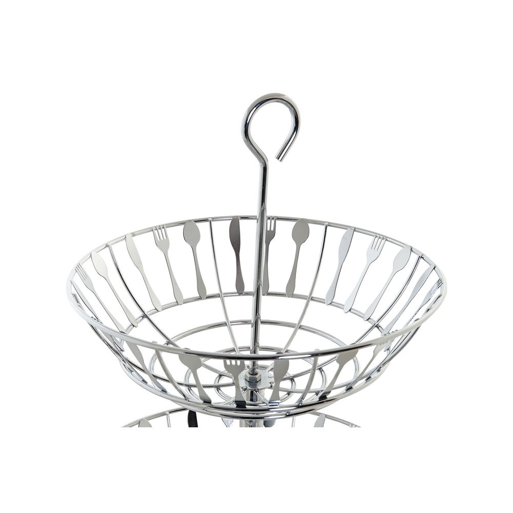 Fruktskål DKD Home Decor Silvrig Metall Plast 28 x 28 x 40 cm - 3