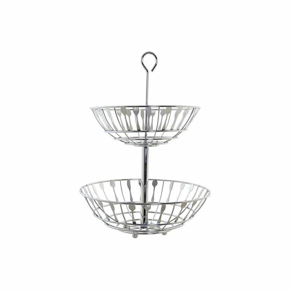 Fruktskål DKD Home Decor Silvrig Metall Plast 28 x 28 x 40 cm - 4