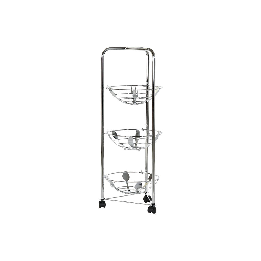 Fruktskål DKD Home Decor Silvrig 28 x 28 x 74 cm Rostfri krommetall