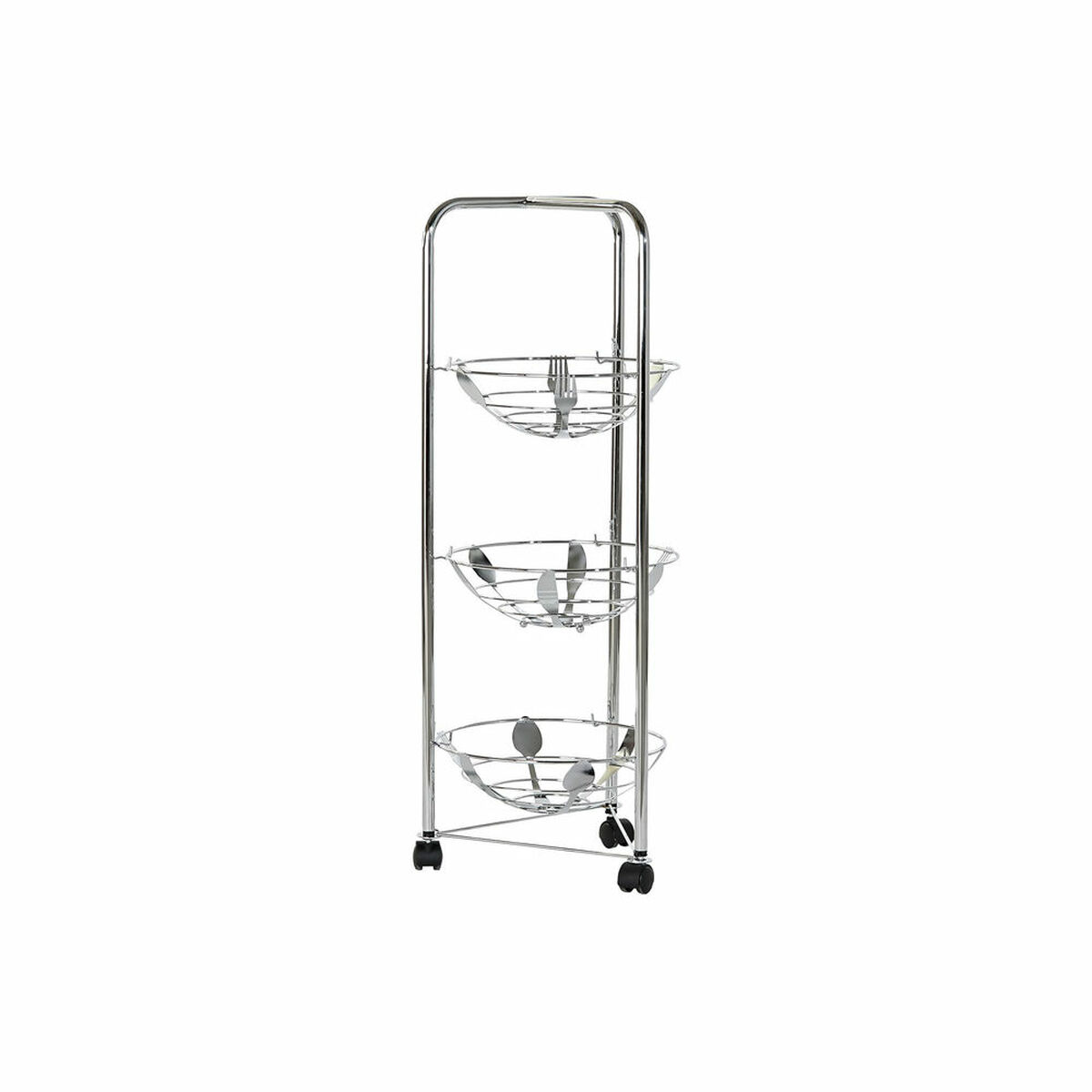 Fruktskål DKD Home Decor Silvrig 28 x 28 x 74 cm Rostfri krommetall - 4