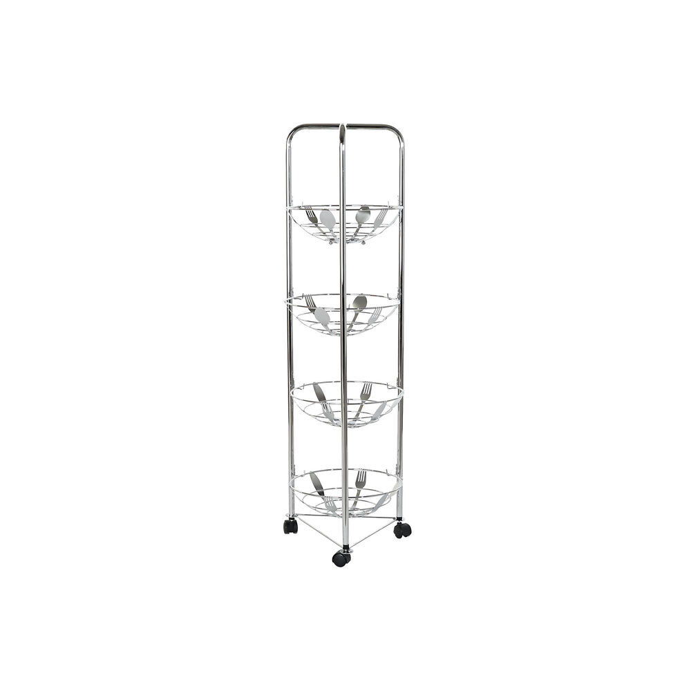Fruktskål DKD Home Decor 28 x 28 x 95 cm Silvrig Rostfri krommetall