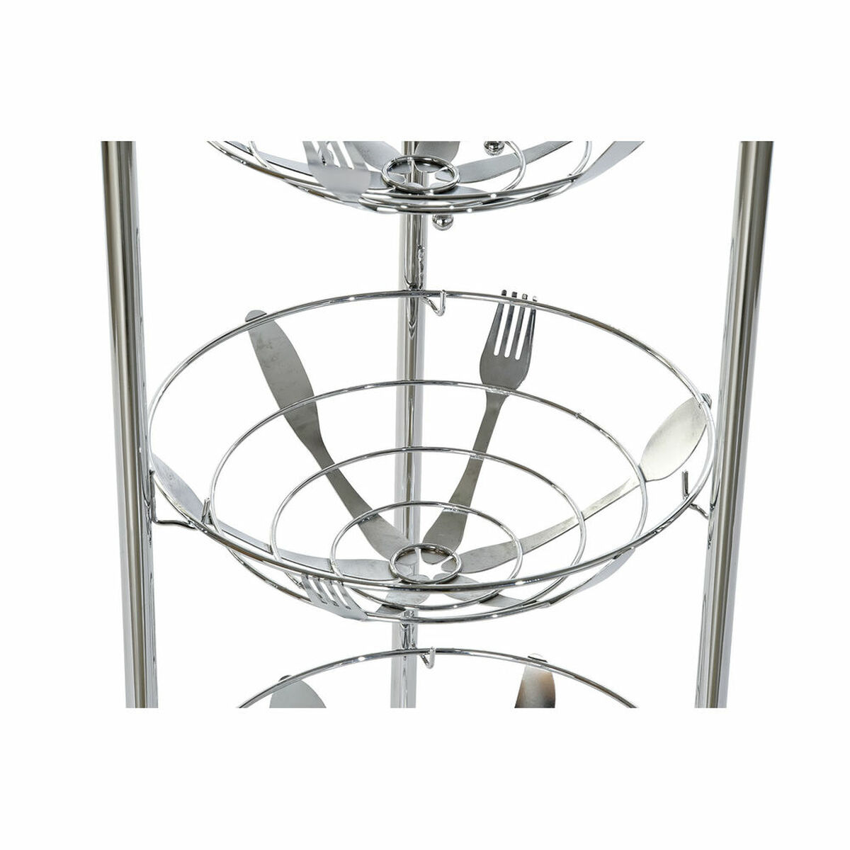 Fruktskål DKD Home Decor 28 x 28 x 95 cm Silvrig Rostfri krommetall - 6