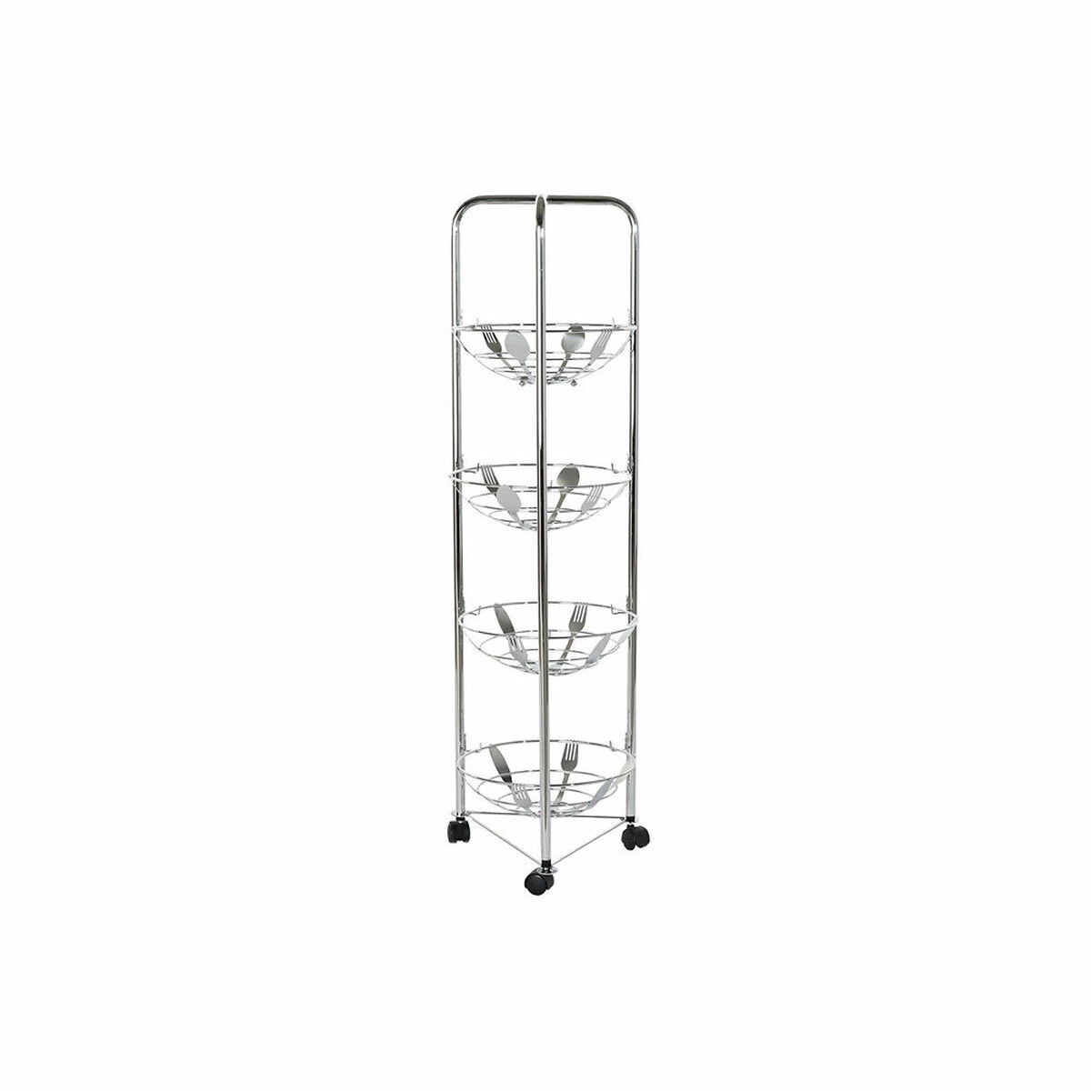 Fruktskål DKD Home Decor 28 x 28 x 95 cm Silvrig Rostfri krommetall - 4