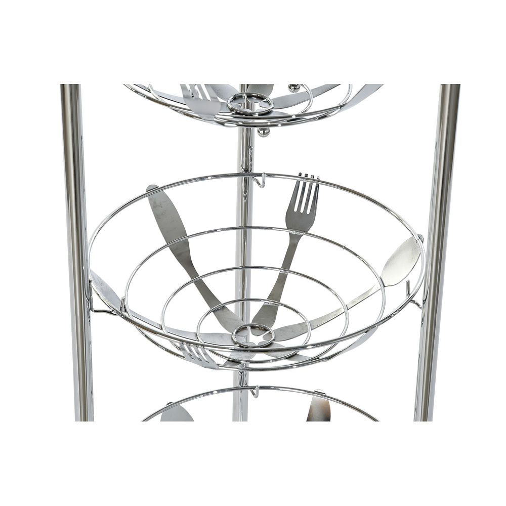 Fruktskål DKD Home Decor 28 x 28 x 95 cm Silvrig Rostfri krommetall - 3