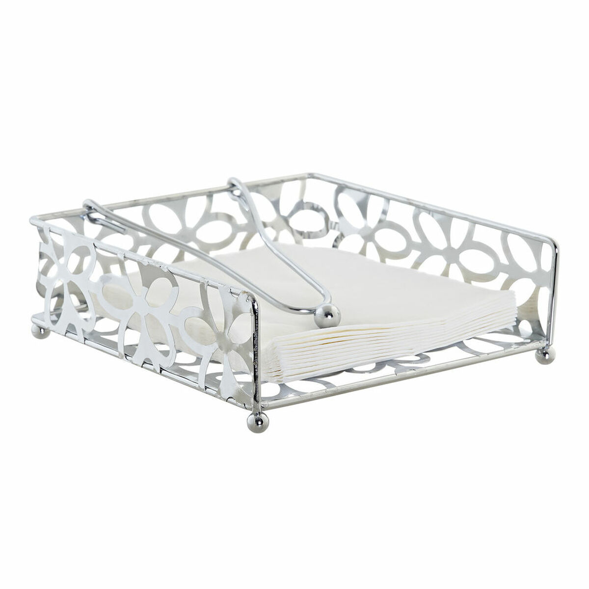 Servetthållare DKD Home Decor Marguerite Silvrig Metall Plast 18 x 19 x 6 cm - 3