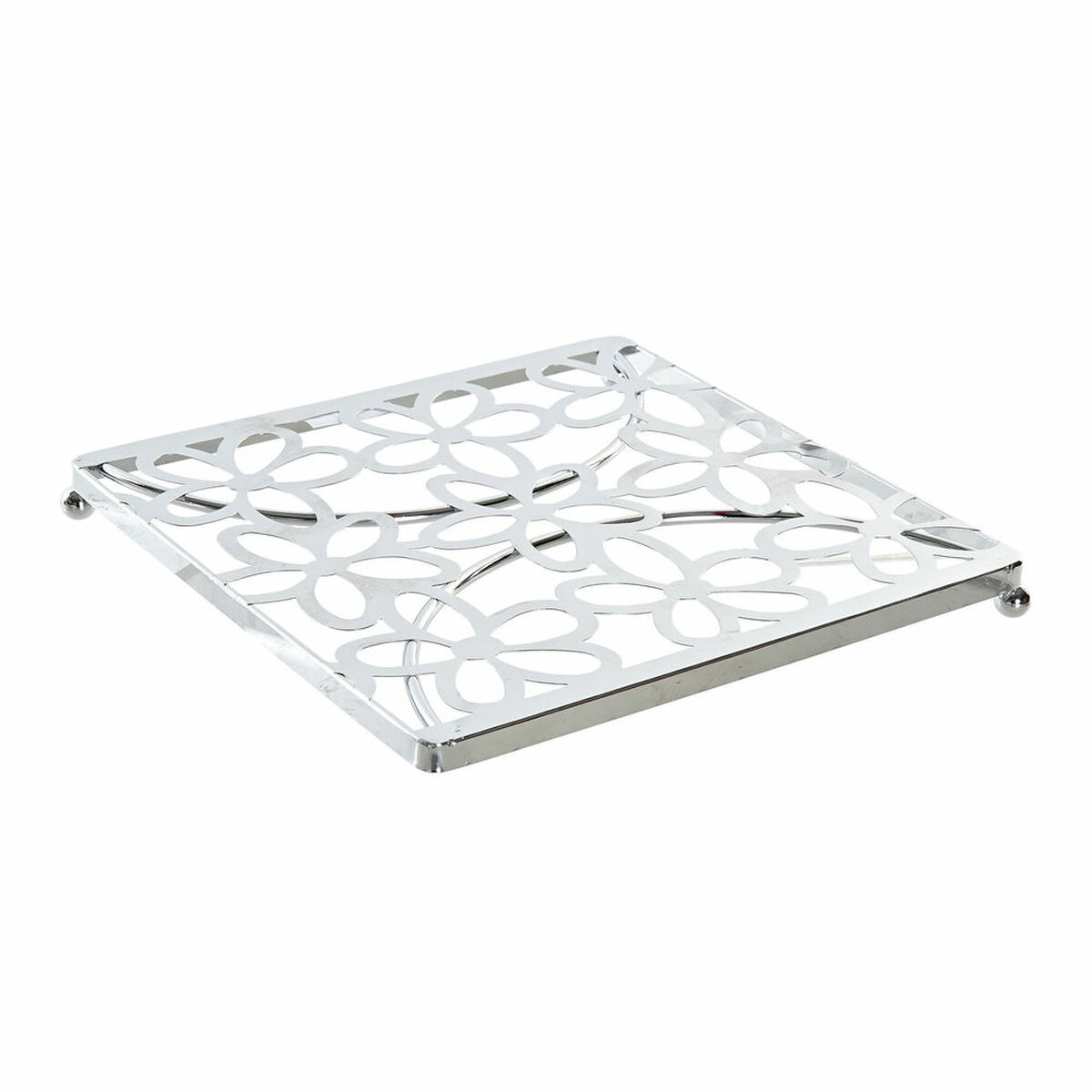 Bordsunderlägg DKD Home Decor Silvrig Metall Plast 18 x 18 x 1,5 cm - 3