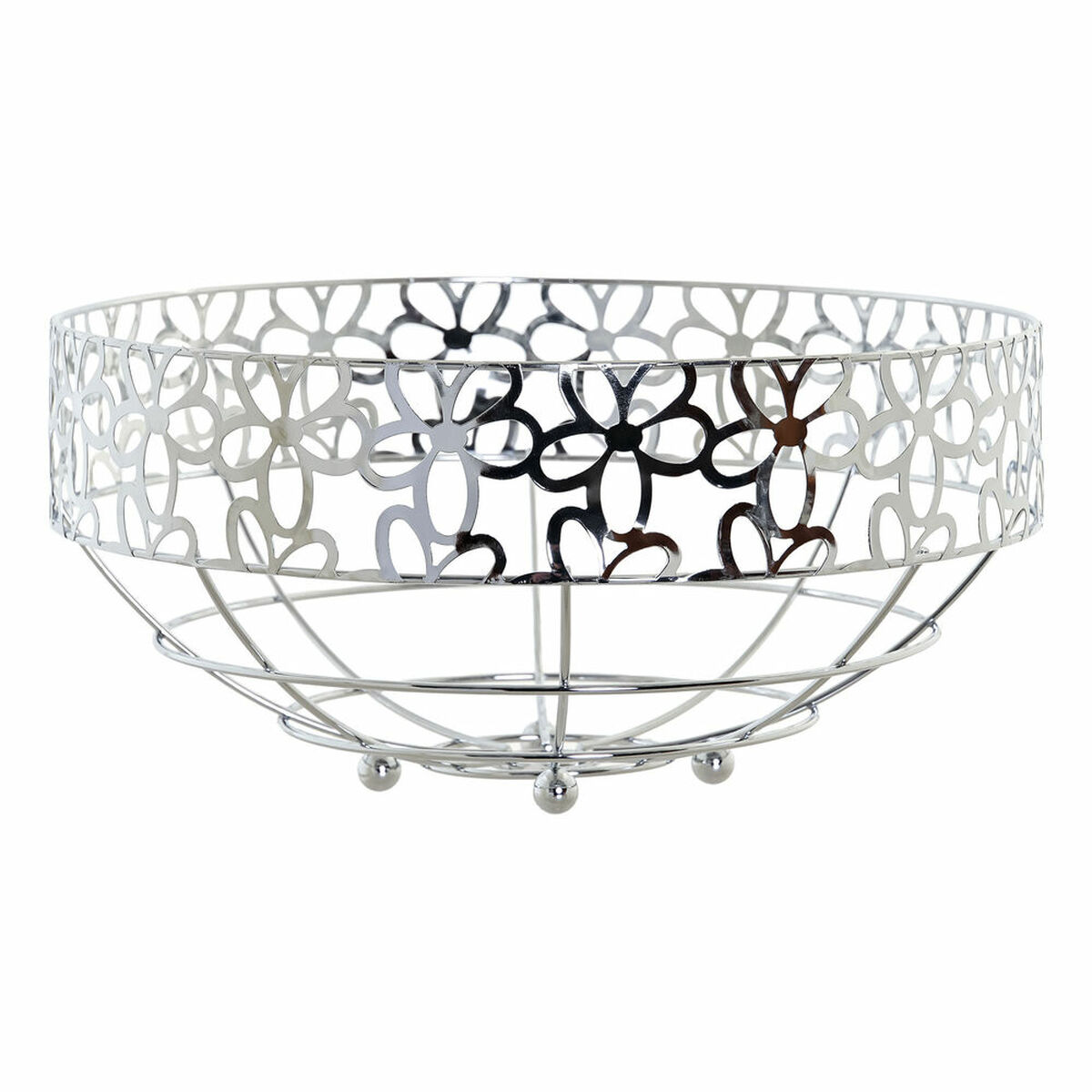 Fruktskål DKD Home Decor Silvrig Metall Plast 28 x 28 x 13,5 cm - 3