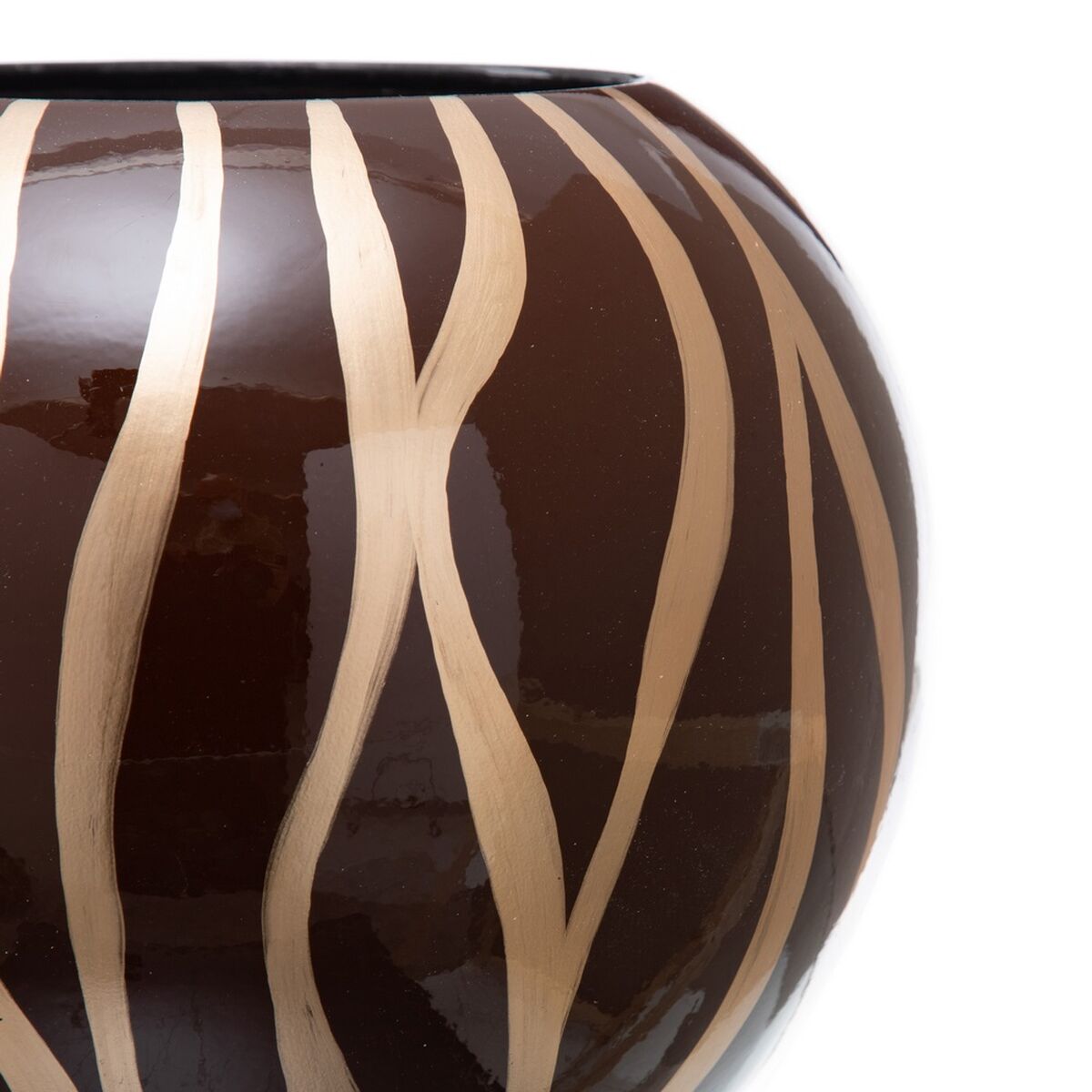 Vas 24,5 x 24,5 x 20 cm Zebra Keramik Gyllene Brun - 3