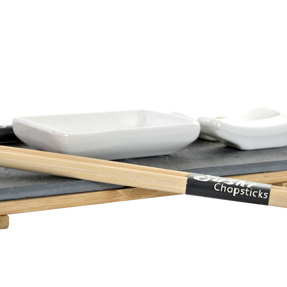 Sushiset DKD Home Decor Brun Svart Naturell Bambu Skiffer 30 x 10 x 3,5 cm (9 Delar) (30 x 10 x 3,5 cm) - 2