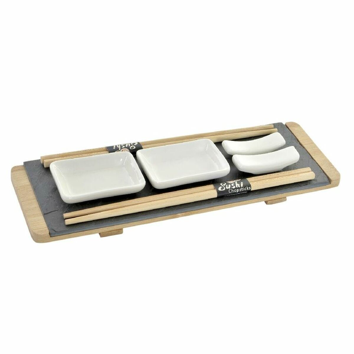 Sushiset DKD Home Decor Brun Svart Naturell Bambu Skiffer 30 x 10 x 3,5 cm (9 Delar) (30 x 10 x 3,5 cm) - 3