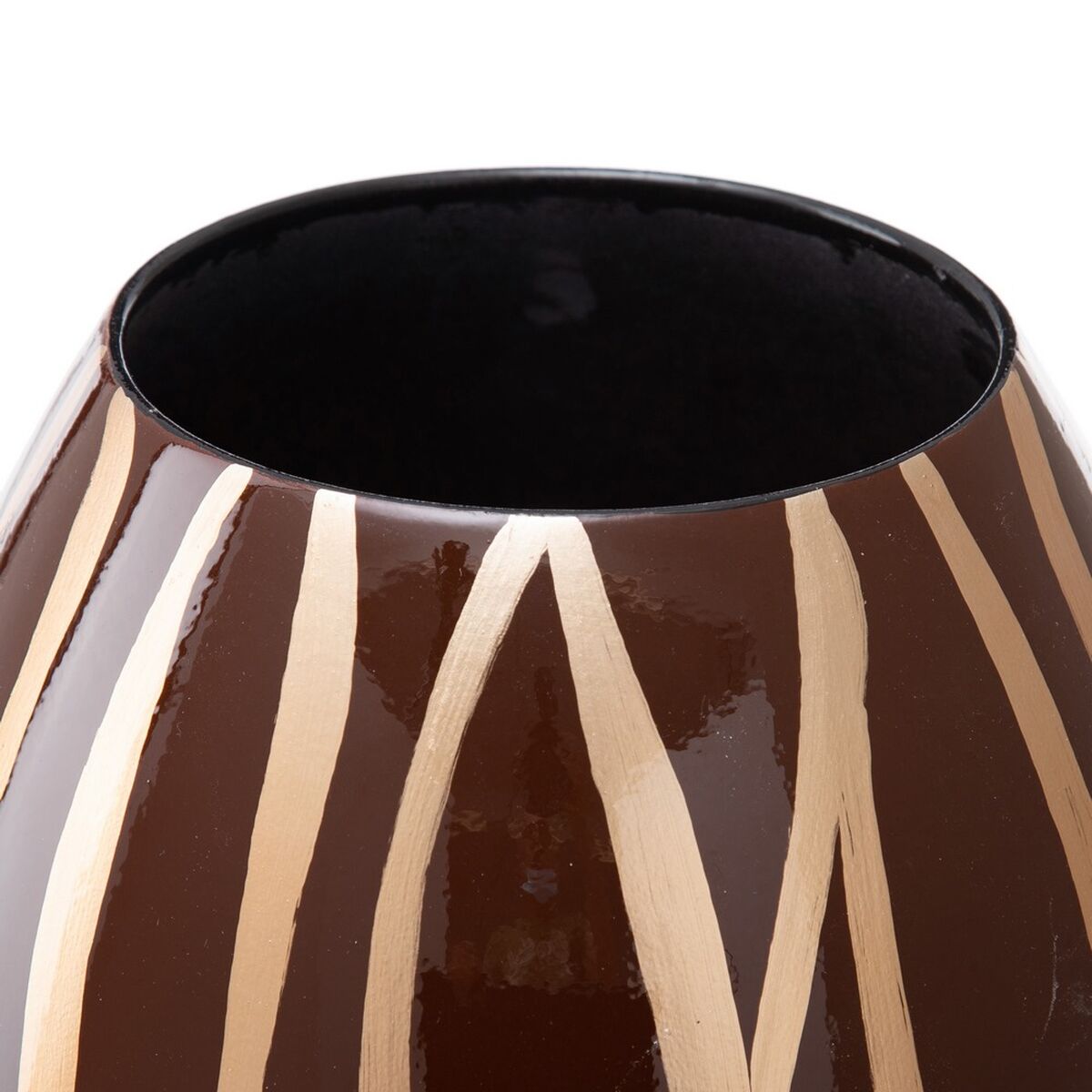 Vas 21,5 x 21,5 x 36 cm Zebra Keramik Gyllene Brun - 4